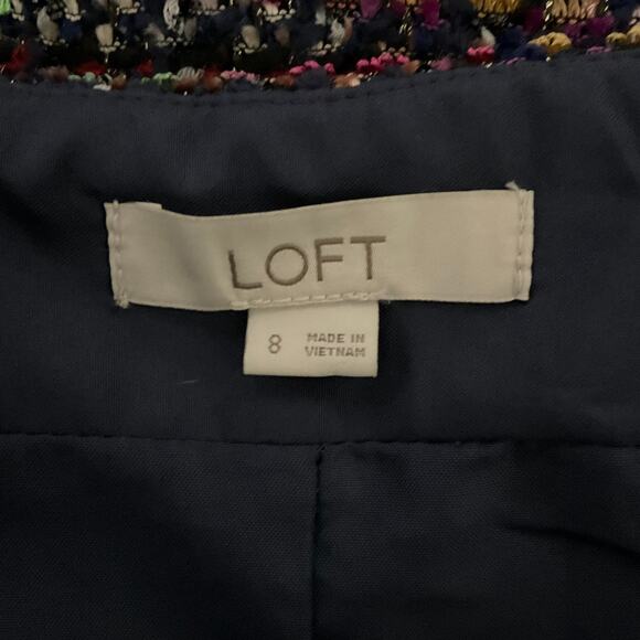 ANN TAYLOR LOFT Tweed Mini Skirt Textured Shimmer A Line Multicolor sz 8 Art - Picture 9 of 13